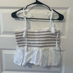 Francesca's Collections Black and White Striped Crop Top